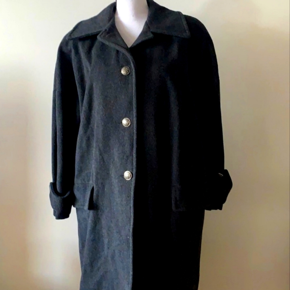 Classic Charcoal Grey Military Wool Coat